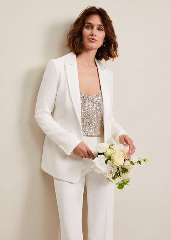 Phase Eight Beatriz Satin Bridal Jackets White USA | 2940378-FC